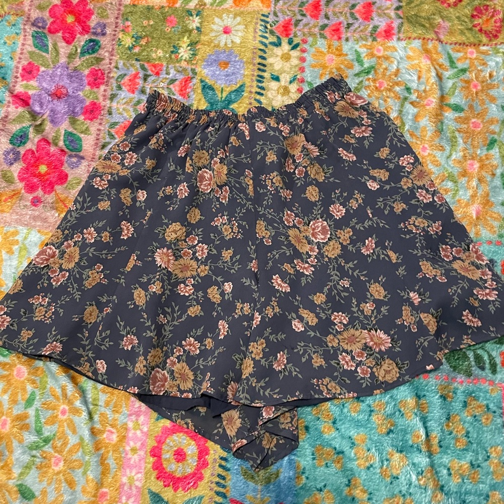 Express Navy and Floral Skirt